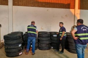 Fiscais da Sefa apreendem 70 pneus de caminhonete na BR-010, em Dom Eliseu