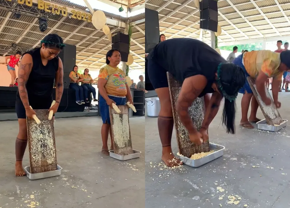 MULHER INDÍGENA RALA MANDIOCA EM 22 SEGUNDOS E VENCE COMPETIÇÃO TRADICIONAL DE FESTIVAL EM RORAIMA