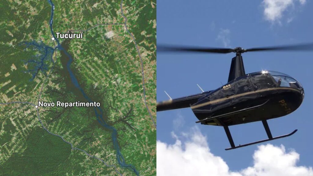 HELICÓPTERO COM TRÊS TRIPULANTES A BORDO É ENCONTRADO PRÓXIMO AO LAGO DE TUCURUÍ