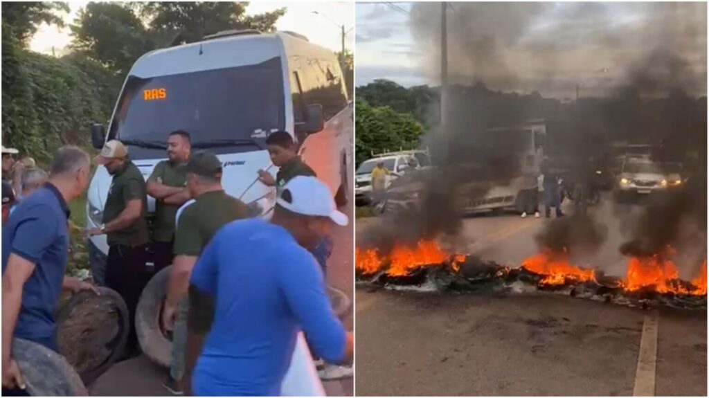  TAXISTAS CLANDESTINOS BLOQUEIAM BR-230, APÓS APREENSÃO DE VEÍCULOS
