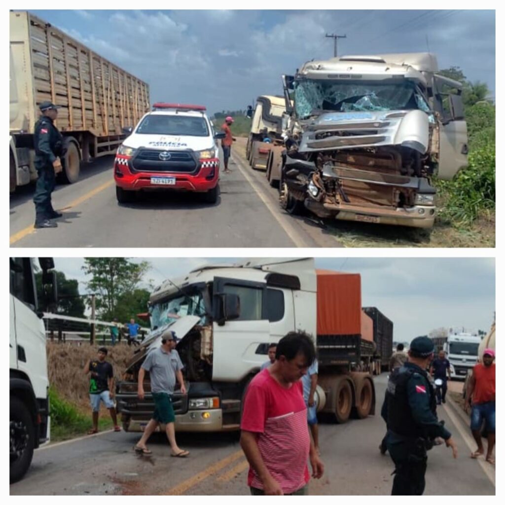 ACIDENTE ENTRE CAMINHÕES BLOQUEIA TRECHO DA BR-155 PRÓXIMO A XINGUARA