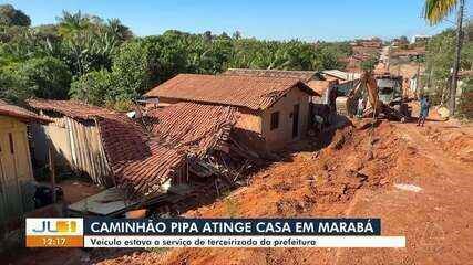 CAMINHÃO TOMBA DURANTE OBRA PÚBLICA, DESTRÓI RESIDÊNCIA E DEIXA CASAL DESABRIGADO EM MARABÁ