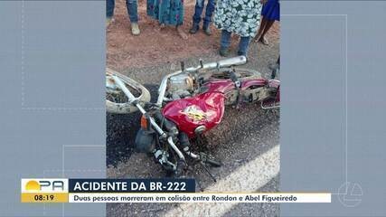 DUAS PESSOAS MORREM EM ACIDENTE ENTRE MOTO E PICAPE NA BR-222, NO PARÁ
